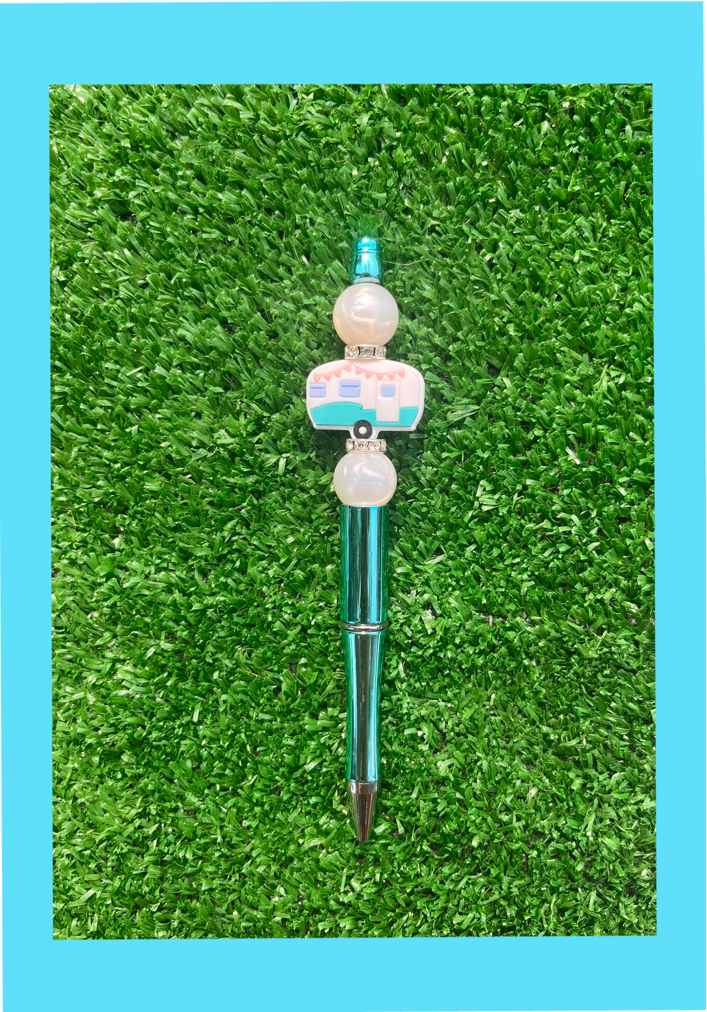 Turquoise camper plastic pen