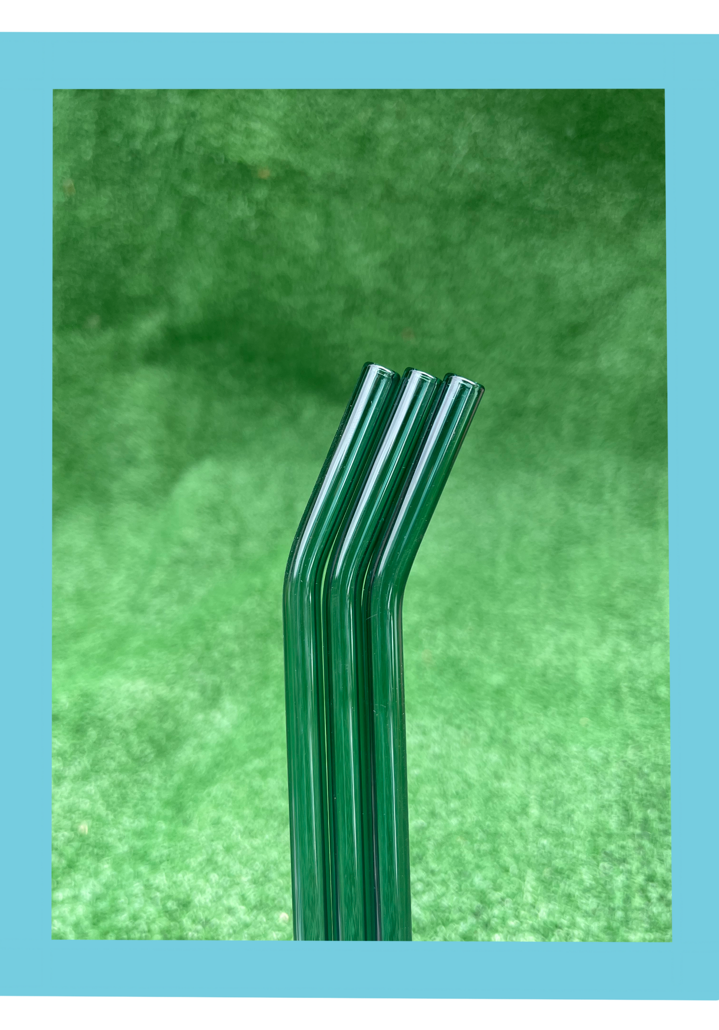 9” Reusable Teal Glass Straw