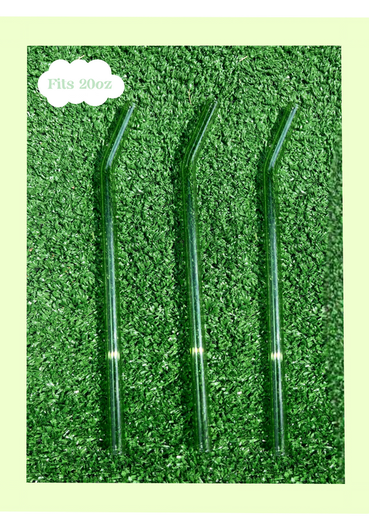 9” Reusable Green Bent Glass Straw