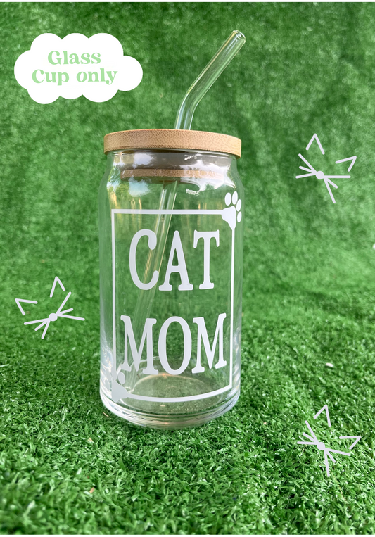 16oz Cat Mom Glass Cup
