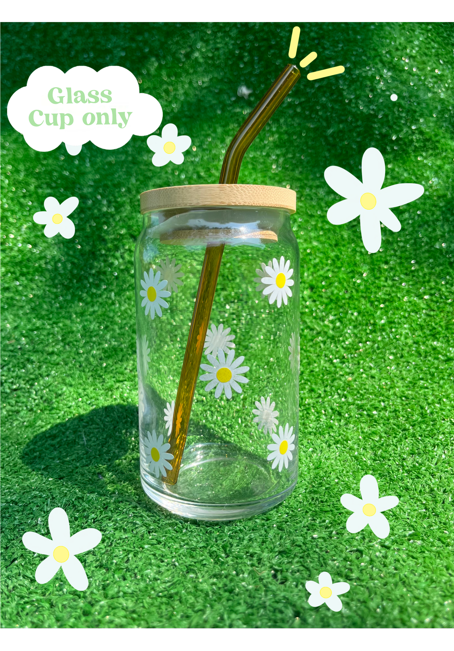 16oz Daisy Glass Cup