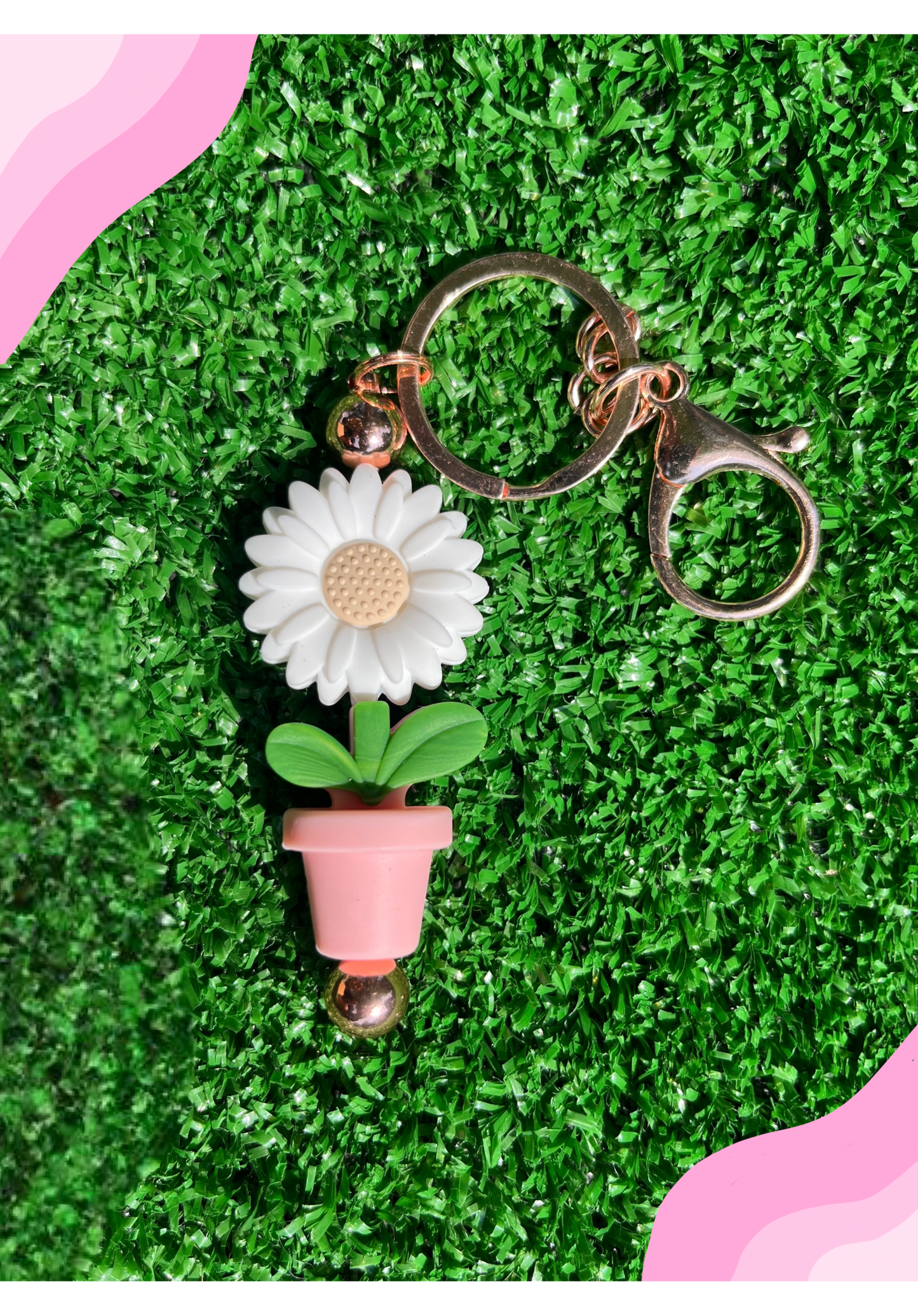 Dark Pink Pot Bloom keychain