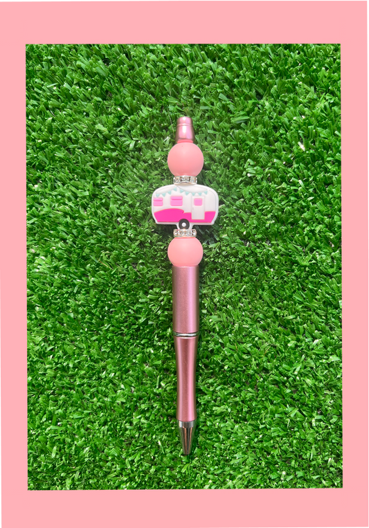 Pink camper plastic pen