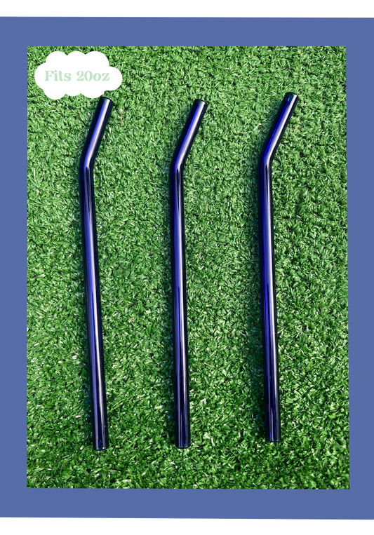 9” Reusable Blue Bent Glass Straw
