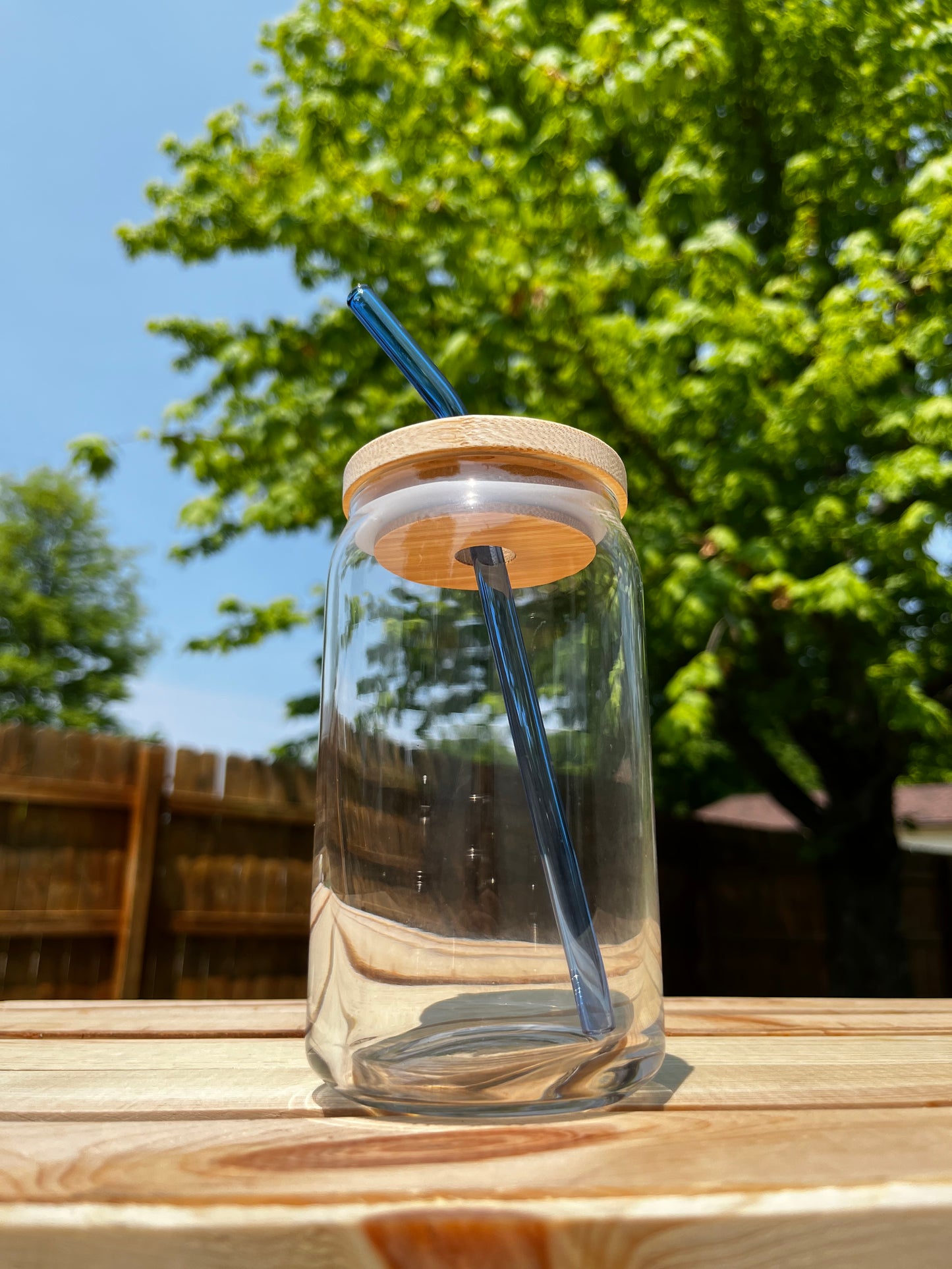 Blue Bent Reusable Glass Straw