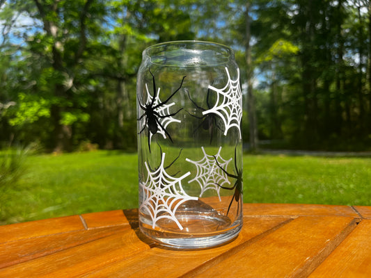Spider print Glass Can
