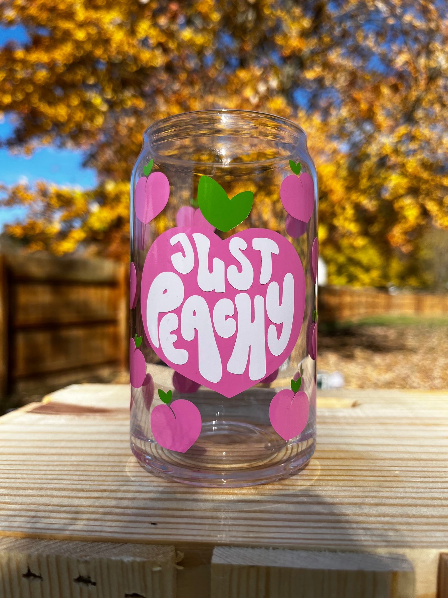 Just Peachy Glass Can